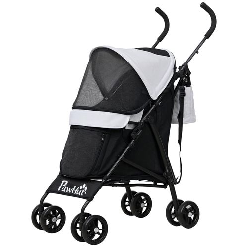 Poussette Chien 4 Roues Pliable Avec Bandoulière - Nombreux Équipements - Noir Gris Clair