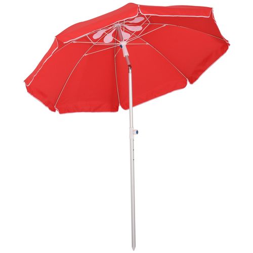 Parasol Inclinable Octogonal ? 190 Cm Tissu Polyester Haute Densit? Anti-Uv Hauteur R?Glable M?T Alu Sac De Transport Inclus Rouge