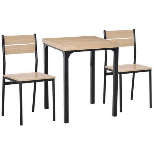 Table Avec 2 Chaises Style Industriel Acier Noir Mdf Coloris Bois De Chêne