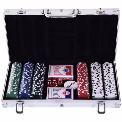 Mallette Pro De Poker Coffret Pro Poker 38l X 21l X 6,5h Cm 300 Jetons 2 Jeux De Carte Aluminium