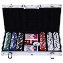 Mallette Pro De Poker Coffret Pro Poker 38l X 21l X 6,5h Cm 300 Jetons 2 Jeux De Carte Aluminium
