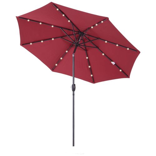 Parasol Lumineux Octogonal Inclinable ? 2,75 X 2,33 M Parasol Led Solaire Métal Polyester Haute Densit? 180 G/M? Bordeaux