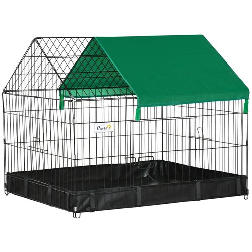 Cage Parc Enclos Rongeurs Dim. 90l X 75l X 75h Cm - Bâche De Sol/Toit Imperméable, Porte, Trappe - Acier Oxford Noir Vert