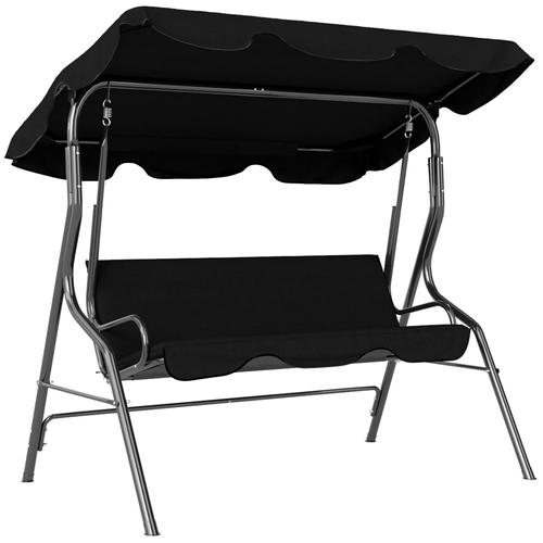 Balancelle De Jardin 3 Places Coussins Assise Dossier Noir