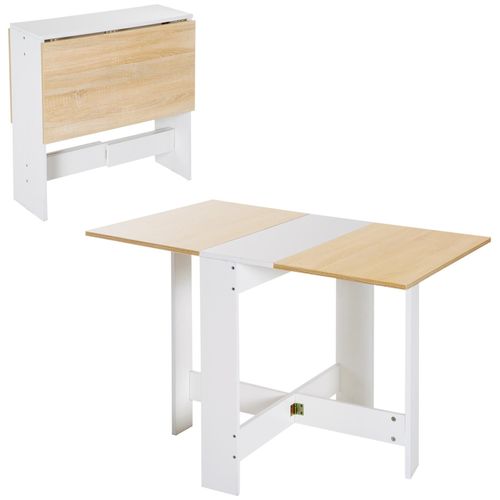 Table de cuisine pliable 103L x 76l x 74H cm panneaux particules bicolore chêne blanc