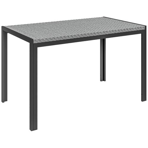 Table De Jardin Rectangulaire 4 Personnes Métal Plateau Résine Tressée Gris