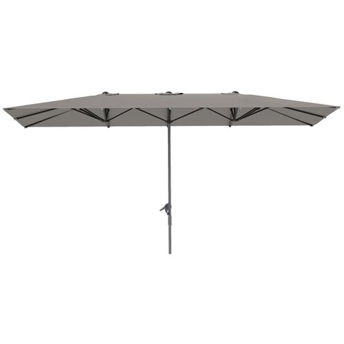 Parasol De Jardin Grande Taille Dim. 4,51 X 2,64 M Manivelle Alu Métal Polyester Haute Densité Upf 50+ Gris