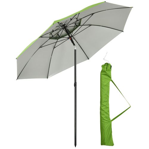 Parasol Inclinable De Jardin Parasol De Plage Rond Ø 185 Cm Vert
