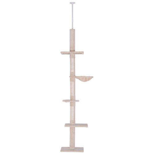 Arbre À Chat Poteau À Griffer L40 X L 34 X H 230-260 Cm 5 Niveaux D'activités Beige
