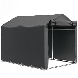 Tente De Stockage - Abri De Jardin Dim. 2 X 1,6 X 1,65 M - Porte Enroulable Zippée - Métal Galvanisé Pe Gris