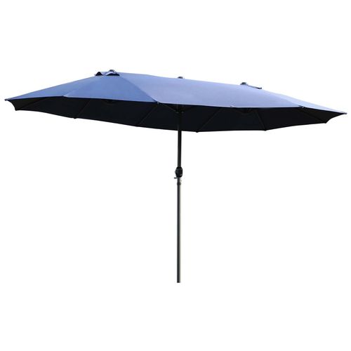 Parasol De Jardin Xxl Parasol Grande Taille 4,6l X 2,7l X 2,4h M Ouverture Fermeture Manivelle Acier Polyester Haute Densité Bleu
