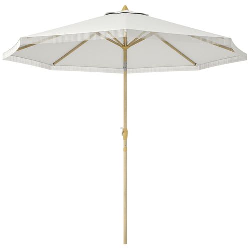Parasol Octogonal Inclinable Ø 2,65 X 2,44h M Mât Baleine Métal Aspect Bois Polyester Haute Densité 180 G/M² Blanc
