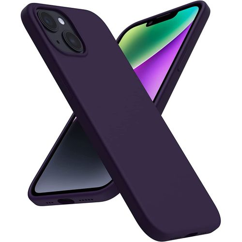 Coque Iphone 14,Coque Silicone Liquide Pour Iphone 14(6.1""),Étui Protection Complète, Cover Antichoc À 3 Structure,Microfibre Douce Empêche Les Rayures,Coque En Silicone-Violet Foncé
