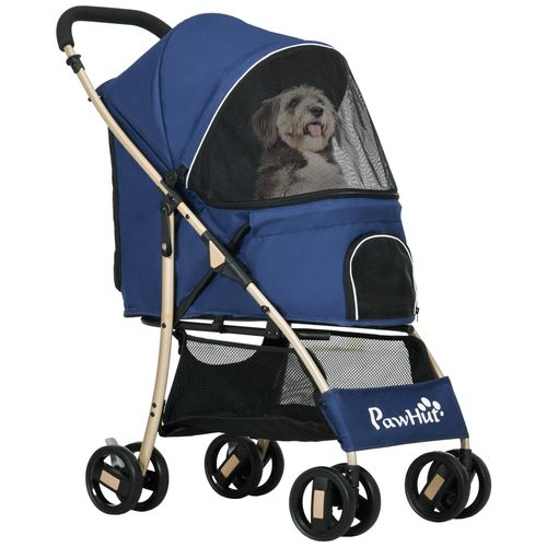 Poussette Buggy Pliable Pour Chien Rangement Laisses Coussin Inclus Bleu