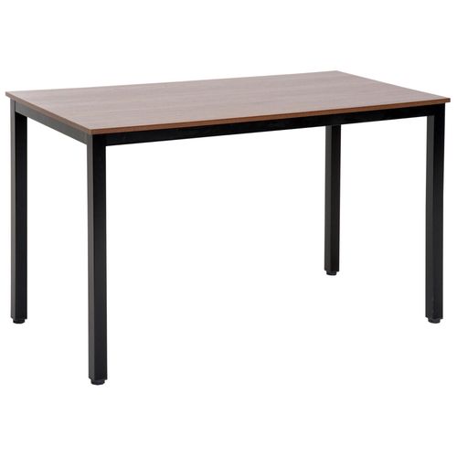 Table Bureau Informatique Grand Plateau 120l X 60l X 74h Cm Panneaux Particules Noyer Métal Noir