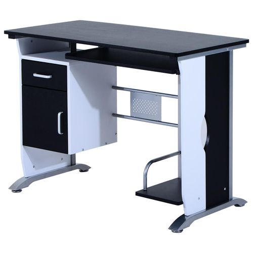 Bureau Informatique Design En Mdf 100 L X 52 I X 75h Cm Noir Et Blanc