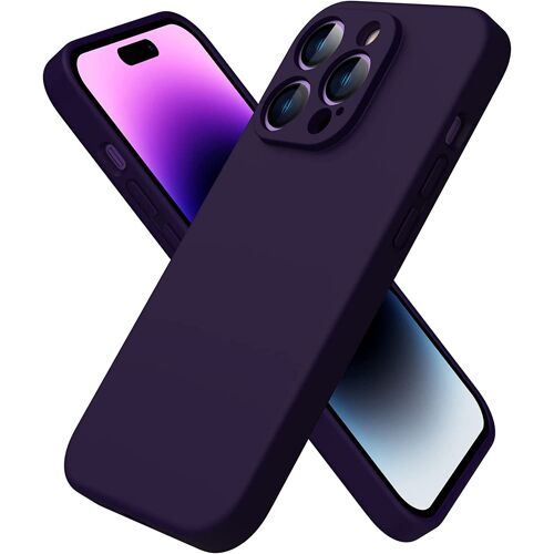 Coque Iphone 14 Pro,Coque Silicone Liquide Pour Iphone 14 Pro(6.1''),Avec 1 Verres Trempés,Surélevée Pour Écran & Caméra,Case Protection Complète 360 Degré,Coque En Silicone-Violet Foncé