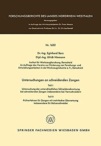 Untersuchungen An Schneidenden Zangen