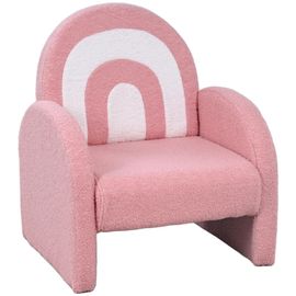 Fauteuil Enfant Design Motif Arc En Ciel Effet Laine Bouclé Grand Confort Blanc Rose