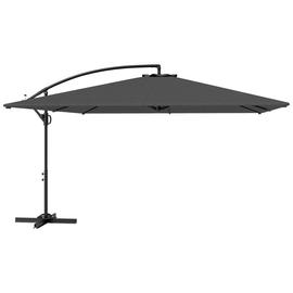 Parasol Déporté Rectangulaire Grande Taille Dim. 3,55 X 3,9 M - Inclinable, Pivotant - Manivelle, Piètement En Croix - Gris