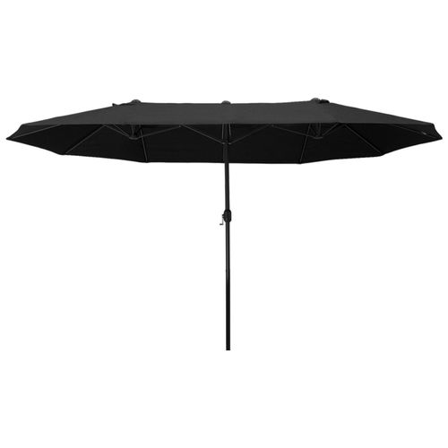 Parasol De Jardin Xxl Parasol Grande Taille 4,6l X 2,7l X 2,4h M Ouverture Fermeture Manivelle Acier Polyester Haute Densité Noir