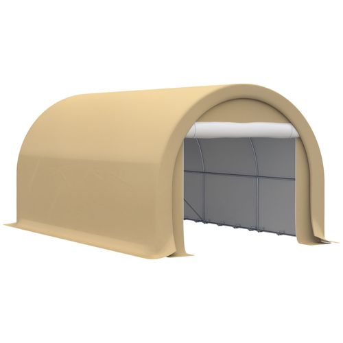 Tente Garage Carport Dim. 5l X 3l X 2,4h M Acier Galvanisé Robuste Pe Haute Densité 190 G/M² Imperméable Anti-Uv Beige