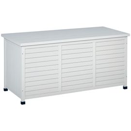 Coffre De Rangement Extérieur Façade Persienne - Coffre Jardin 283l - Dim. 127 X 56 X 60cm - Bois Blanc