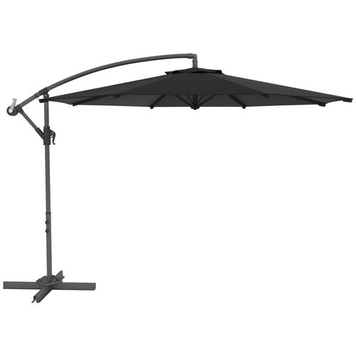Parasol Déporté Octogonal Inclinable Rabattable Diamètre 2,97 M Parasol De Jardin Avec Pied En Croix Noir