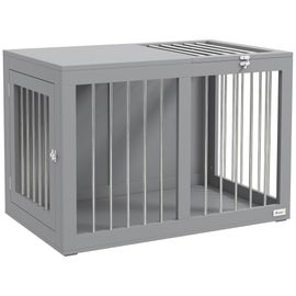 Cage Chien Intérieure Niche Pour Chien 2 Portes Verrouillables 80 X 50 X 56,5 Cm Gris