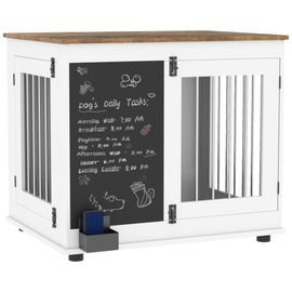 Cage Pour Chien Intérieur - Cage D'intérieur Design - 2 Portes - Tableau Noir Pour Craie - Barreaux Acier