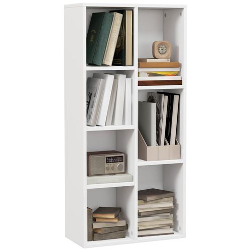 Bibliothèque Rangement Étagère Cube 7 Compartiments Dim. 50l X 24l X 106h Cm Blanc
