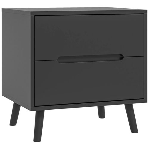 Chevet 2 Tiroirs Table De Nuit Style Nordique Dim. 50 X 40 X 50,5 Cm Noir