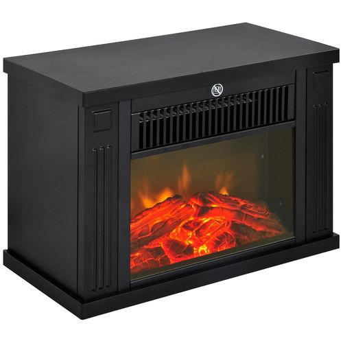 Cheminée électrique poêle style contemporain thermostat 600-1200 W noir