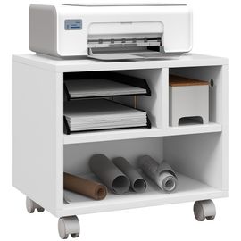 Support D'imprimante Caisson De Bureau 3 Niches - Dim. 40l X 30l X 36h Cm - Panneaux Blanc