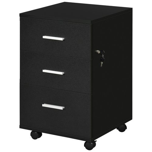 Caisson De Bureau Rangement Bureau Sur Roulettes 3 Tiroirs Verrouillables Dim. 40l X 41,5l X 61,5h Cm Noir