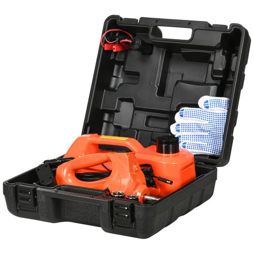 Cric Électrique 5 T 12 V - Cric Hydraulique Électrique - Cric De Levage Voiture - Clé À Chocs, Gants, Mallette Inclus