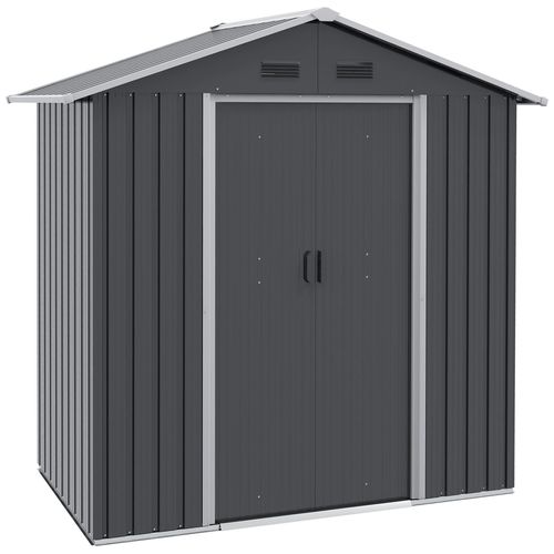 Abri De Jardin - Remise Pour Outils - Cabanon Porte Verrouillable - Dim. 194l X 110l X 184h Cm - Tôle D'acier Anthracite
