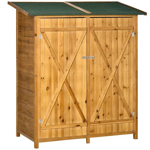 Abri De Jardin Armoire De Jardin Remise Pour Outils Sur Pied Dim. 140l X 75l X 157h Cm 2 Étagères 2 Portes Toit Bitumé Étanche Bois Sapin Pré-Huilé