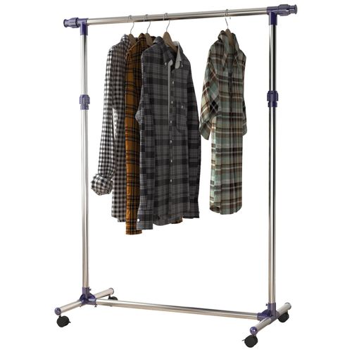 Portant Sur Roulettes - Portant À Vêtements Réglable En Hauteur Et Longueur - Dim. 86/160l X 45l X 95/170h Cm - Acier Inox.