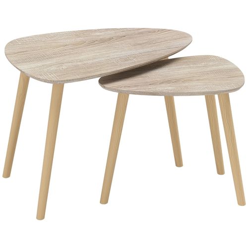 Lot De 2 Tables Basses Gigognes Design Scandinave Forme Triangle De Reuleaux Bois Mdf Naturel