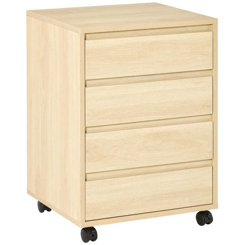 Caisson De Bureau Rangement Bureau Sur Roulettes 4 Tiroirs Coulissants Mdf Aspect Bois Clair