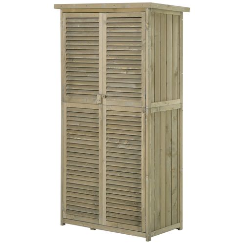 Armoire De Jardin Abri Jardin Remise Pour Outils Sur Pied Dim. 79l X 42l X 160h Cm 2 Étagères Portes Persiennes Toit Bitumé Étanche Bois Pin Autoclave Gris
