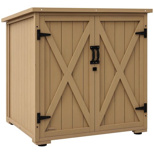 Armoire De Jardin 2 Portes Croisillons Étagère Toit Bitumé Bois Sapin Pré-Huilé