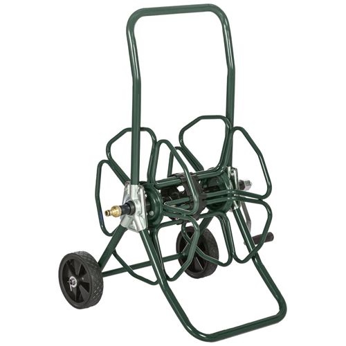 Dévidoir sur 2 roues 30 m - dévidoir métal - dévidoir chariot - enrouleur tuyau d'arrosage - métal vert