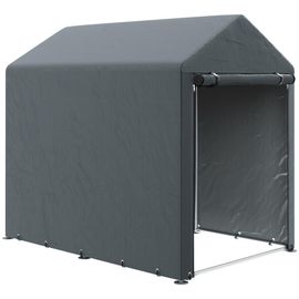 Abri De Jardin Tente De Stockage Portable Abri De Vélo Garage Pour Extérieur Avec Cadre En Métal Galvanisé Et Grande Porte, 1,2 X 1,8 M Gris Foncé