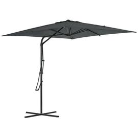Parasol Déporté Carré Dim. 2,5 X 2,5 M Piètement Inclus Métal Époxy Polyester Haute Densité Anthracite