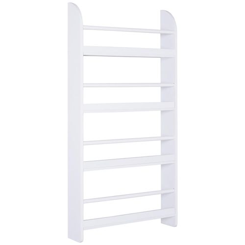 Bibliothèque Murale 4 Étagères Avec Barres Supports - 59 X 12 X 113 Cm - Mdf Bois Blanc