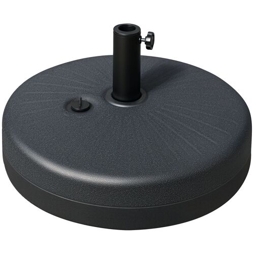 Pied De Parasol Rond Base De Lestage Parasol ? 51 X 28h Cm Hdpe Motif Rosace Surface Textur?E Noir