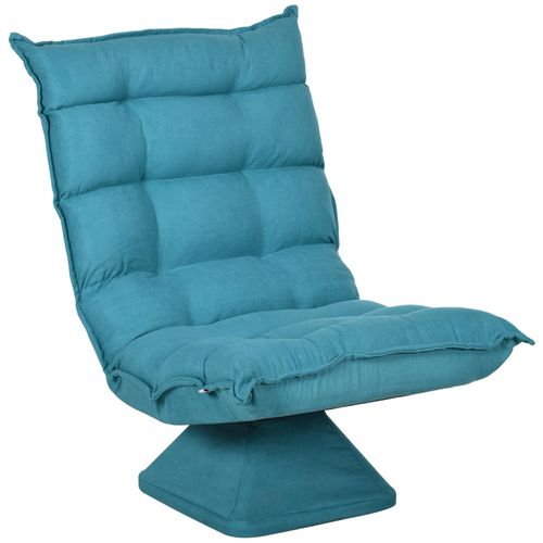 Fauteuil Relax Grand Confort Pivotant Inclinaison Réglable 5 Niv. Épais Garnissage Mousse Haute Densité Tissu Velours Microfibre Turquoise