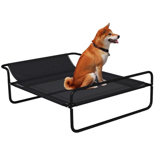 Lit Surélevé Pour Chien Appui-Tête Textilène Micro-Perforé Noir